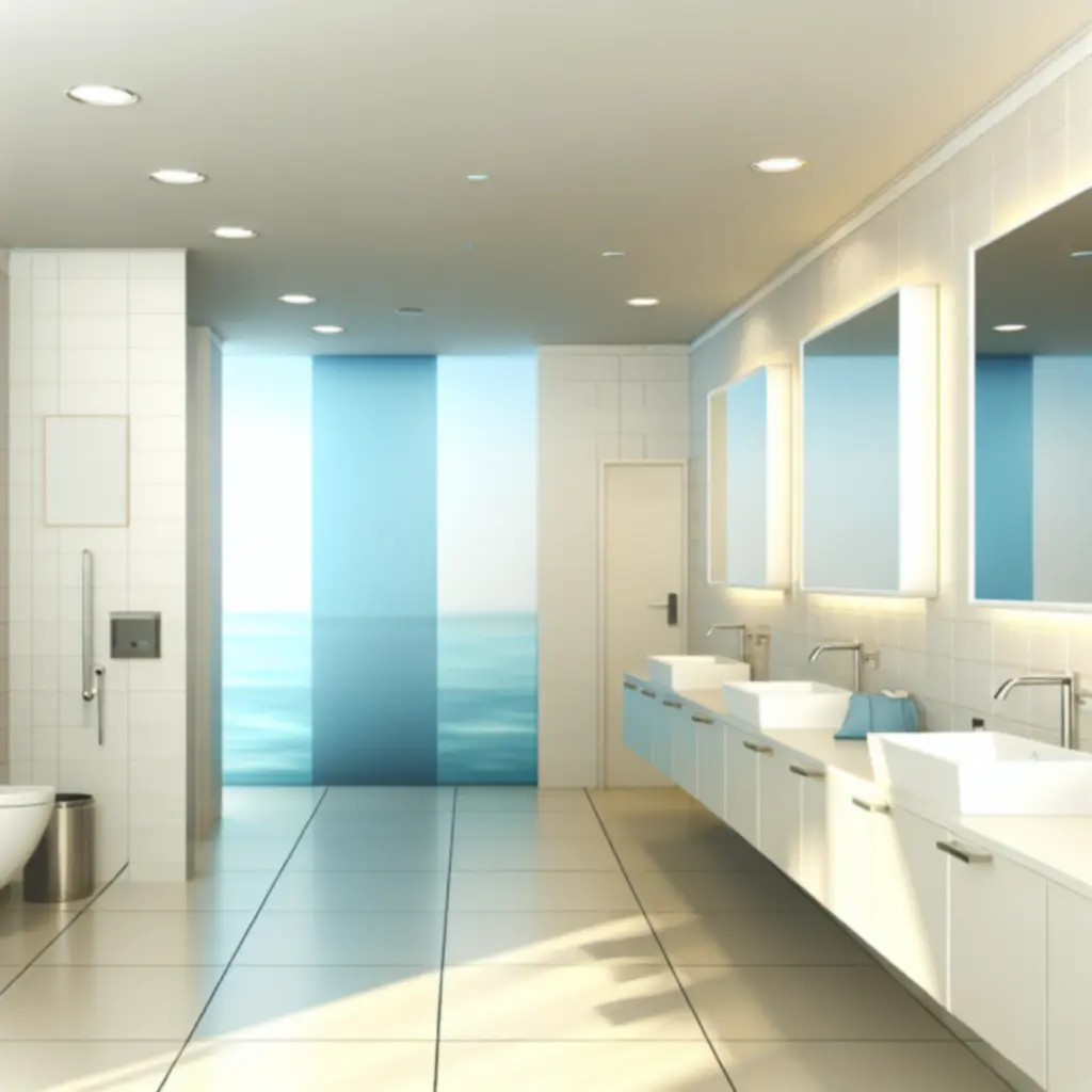 Modern sanitair met wastafel, kraan en douche in een strakke badkamer