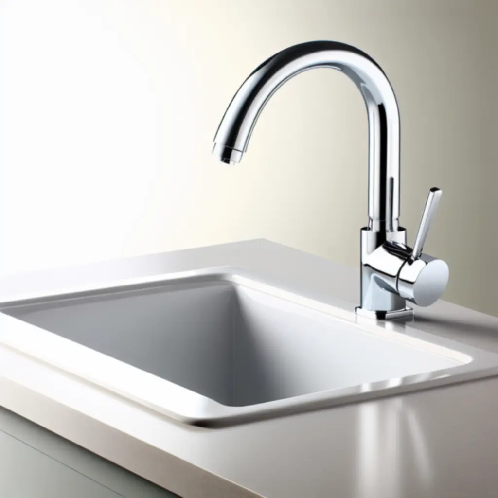 Close-up van een moderne wastafel met chromen kraan